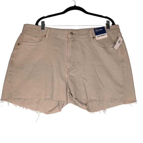 Old Navy Pants - Old Navy Shorts Womens 18 Beige High Rise OG Straight 3" Inseam Raw Hem